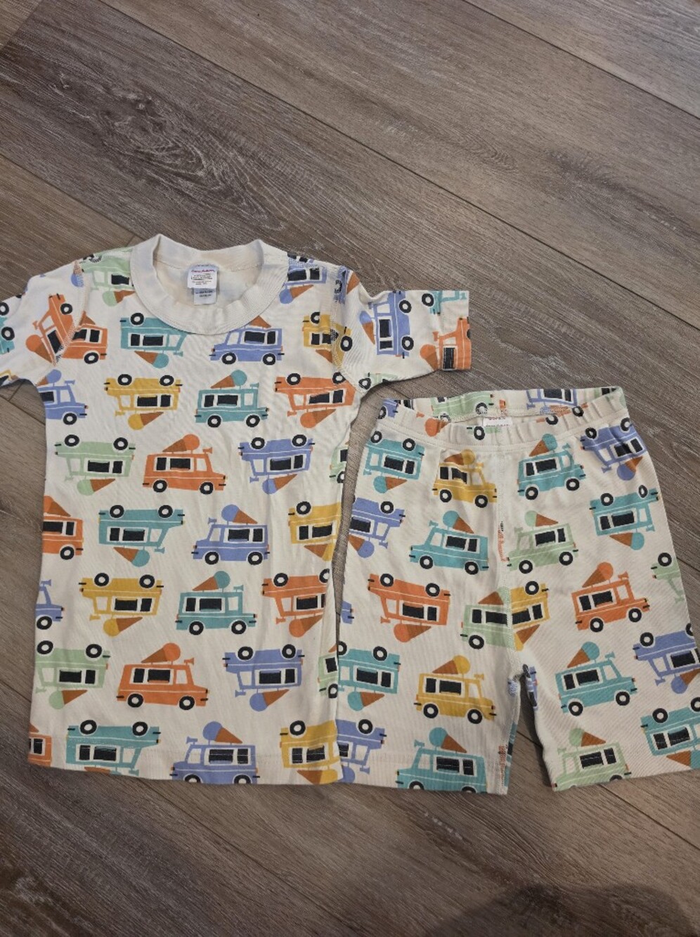 Hanna Anderson Kids Cream Camper Van Pajama Set - Multicolor Vehicles